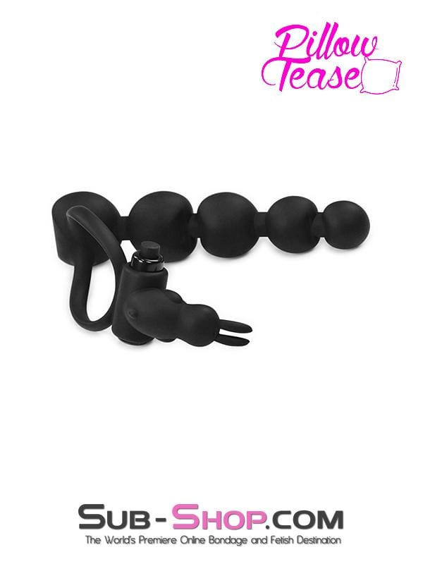 2629M      Double Penetrate-Her Silicone Cock Ring with Attached Anal Beads and Vibrating Clit Stimulator - LAST CHANCE - Final Closeout! Black Friday Blowout   , Sub-Shop.com Bondage and Fetish Superstore