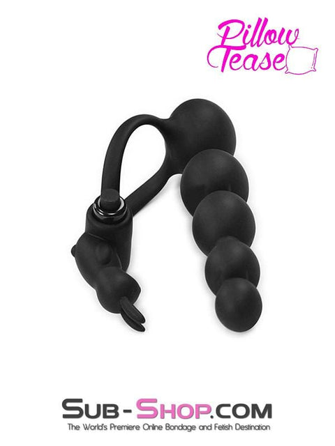 2629M      Double Penetrate-Her Silicone Cock Ring with Attached Anal Beads and Vibrating Clit Stimulator - LAST CHANCE - Final Closeout! Black Friday Blowout   , Sub-Shop.com Bondage and Fetish Superstore