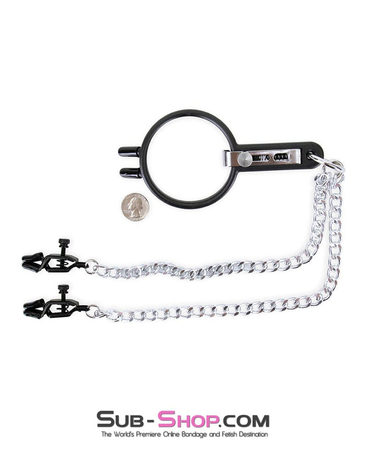 2702M      Open Wide and Take It Mouth Spreader Gag with Nipple Clamps Gags   , Sub-Shop.com Bondage and Fetish Superstore