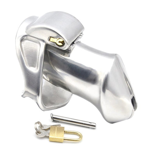 2709M      Dick Steele Long High Security Chastity Cock Cage with Small Cock Cuff - MEGA Deal MEGA Deal   , Sub-Shop.com Bondage and Fetish Superstore