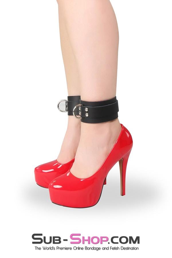 2731A      Midnight Pleasures Black Leather Bondage Ankle Cuffs Wrist and Ankle Bondage   , Sub-Shop.com Bondage and Fetish Superstore