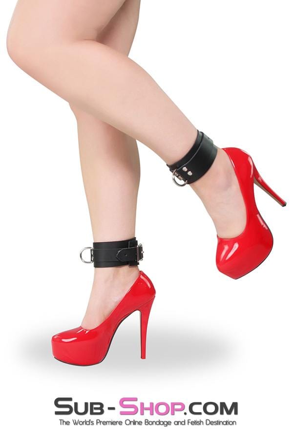 2731A      Midnight Pleasures Black Leather Bondage Ankle Cuffs Wrist and Ankle Bondage   , Sub-Shop.com Bondage and Fetish Superstore