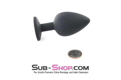 2734M      Large Black Silicone Anal Plug with Fuchsia Crystal - LAST CHANCE - Final Closeout! MEGA Deal   , Sub-Shop.com Bondage and Fetish Superstore