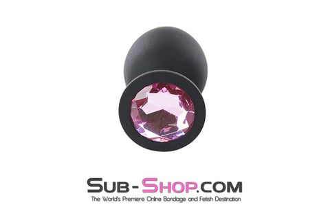 2734M      Large Black Silicone Anal Plug with Fuchsia Crystal - LAST CHANCE - Final Closeout! MEGA Deal   , Sub-Shop.com Bondage and Fetish Superstore