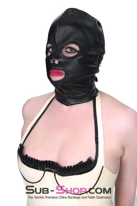 2772M      Soft Leatherette Open Mouth and Eyes Lacing Hood Hoods   , Sub-Shop.com Bondage and Fetish Superstore