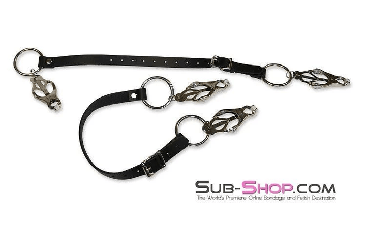 2777A      Don't be Shy Adjustable Thigh Strap Pussy Spreader Clover Clamps Set Straps   , Sub-Shop.com Bondage and Fetish Superstore
