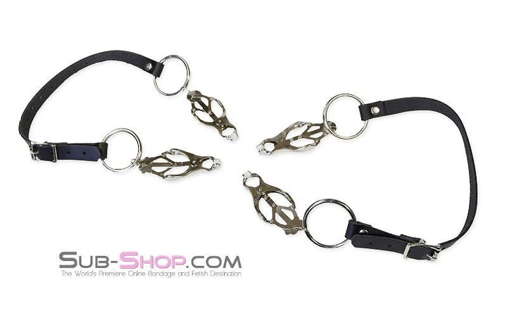 2777A      Don't be Shy Adjustable Thigh Strap Pussy Spreader Clover Clamps Set Straps   , Sub-Shop.com Bondage and Fetish Superstore