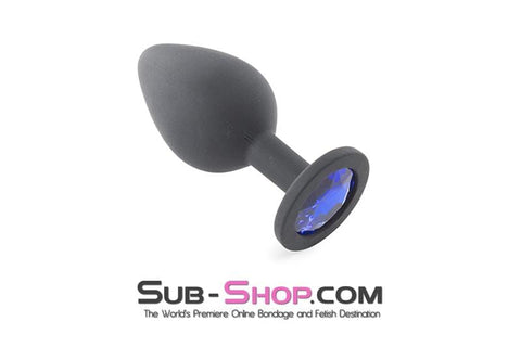 2795M      Medium Black Silicone Anal Plug with Sapphire Crystal - LAST CHANCE - Final Closeout! MEGA Deal   , Sub-Shop.com Bondage and Fetish Superstore