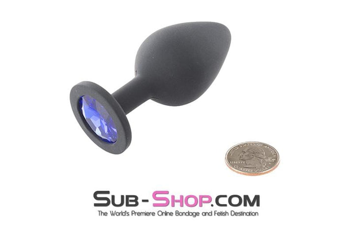 2795M      Medium Black Silicone Anal Plug with Sapphire Crystal - LAST CHANCE - Final Closeout! MEGA Deal   , Sub-Shop.com Bondage and Fetish Superstore
