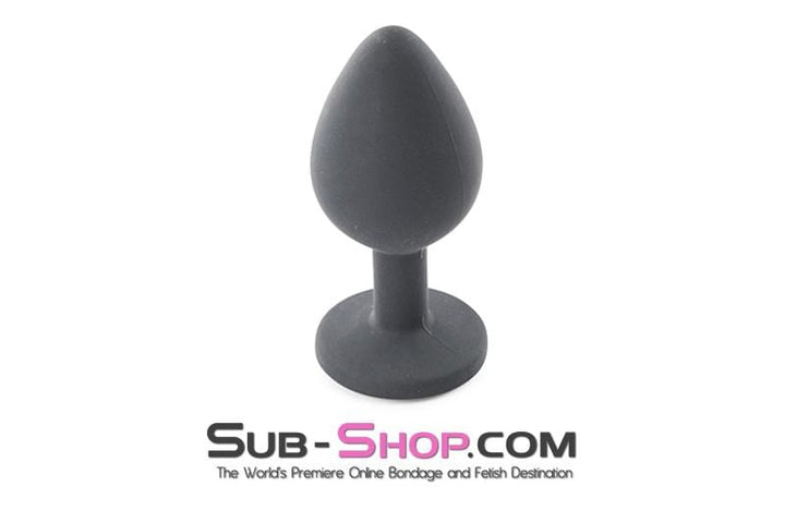 2795M      Medium Black Silicone Anal Plug with Sapphire Crystal - LAST CHANCE - Final Closeout! MEGA Deal   , Sub-Shop.com Bondage and Fetish Superstore