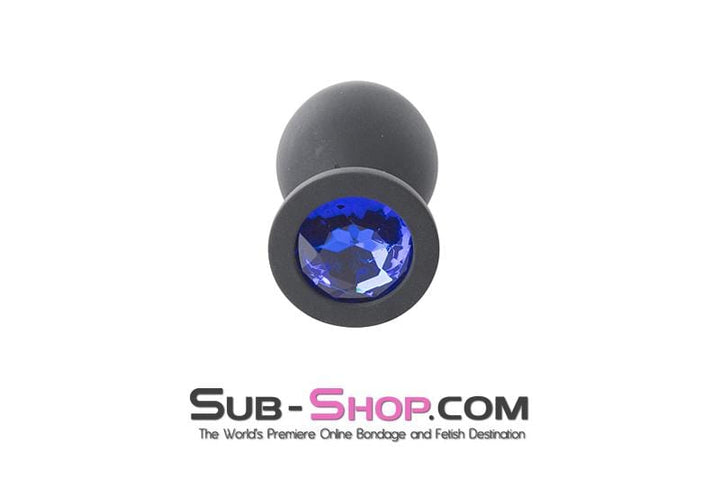 2795M      Medium Black Silicone Anal Plug with Sapphire Crystal - LAST CHANCE - Final Closeout! MEGA Deal   , Sub-Shop.com Bondage and Fetish Superstore