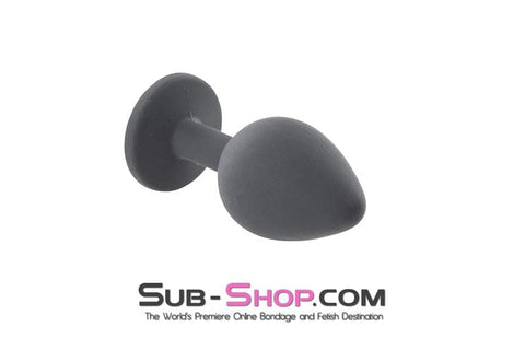 2795M      Medium Black Silicone Anal Plug with Sapphire Crystal - LAST CHANCE - Final Closeout! MEGA Deal   , Sub-Shop.com Bondage and Fetish Superstore