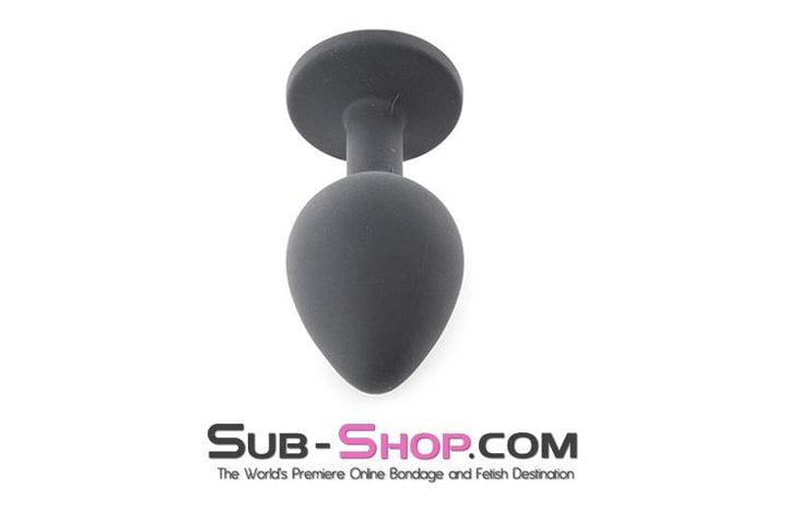 2795M      Medium Black Silicone Anal Plug with Sapphire Crystal - LAST CHANCE - Final Closeout! MEGA Deal   , Sub-Shop.com Bondage and Fetish Superstore