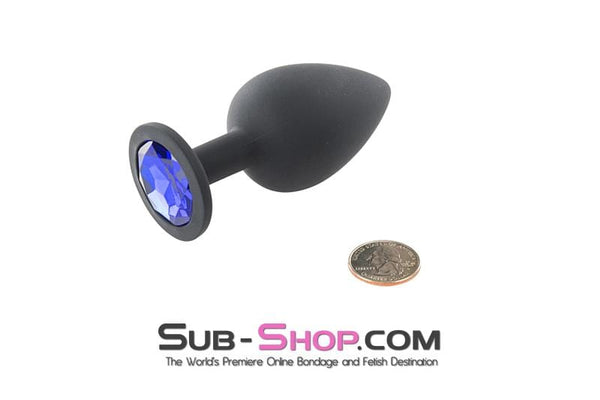 2796M      Large Black Silicone Anal Plug with Sapphire Crystal - LAST CHANCE - Final Closeout! MEGA Deal   , Sub-Shop.com Bondage and Fetish Superstore
