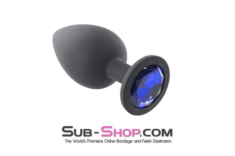 2796M      Large Black Silicone Anal Plug with Sapphire Crystal - LAST CHANCE - Final Closeout! MEGA Deal   , Sub-Shop.com Bondage and Fetish Superstore