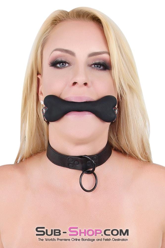 2963DL      <b>BOGO!</b> L’il Pup Small Black Silicone Puppy Play Bone Gag Gags   , Sub-Shop.com Bondage and Fetish Superstore