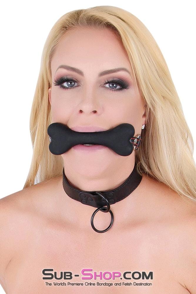 2963DL      <b>BOGO!</b> L’il Pup Small Black Silicone Puppy Play Bone Gag Gags   , Sub-Shop.com Bondage and Fetish Superstore