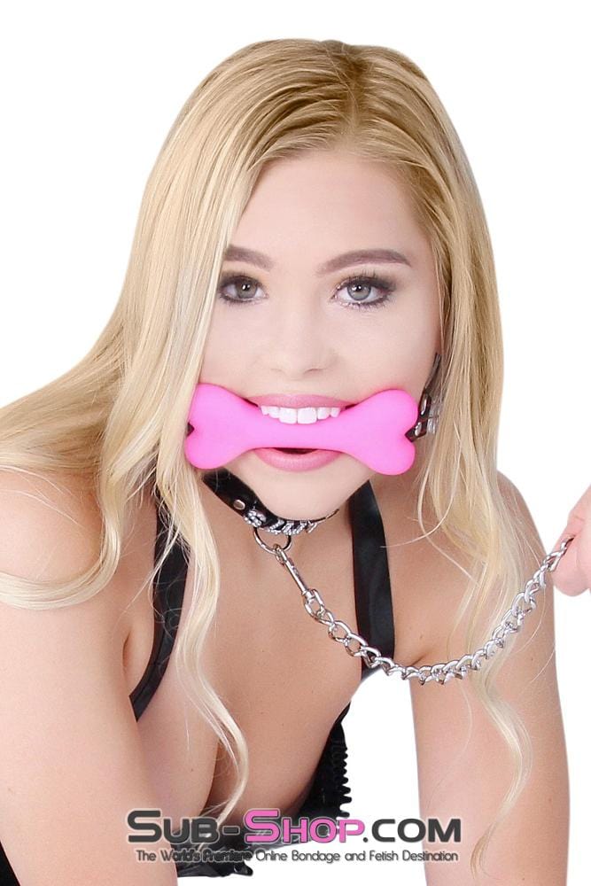 2964DL      Lil' Bitch Pup Small Pink Silicone Puppy Play Bone Gag - MEGA Deal Black Friday Blowout   , Sub-Shop.com Bondage and Fetish Superstore
