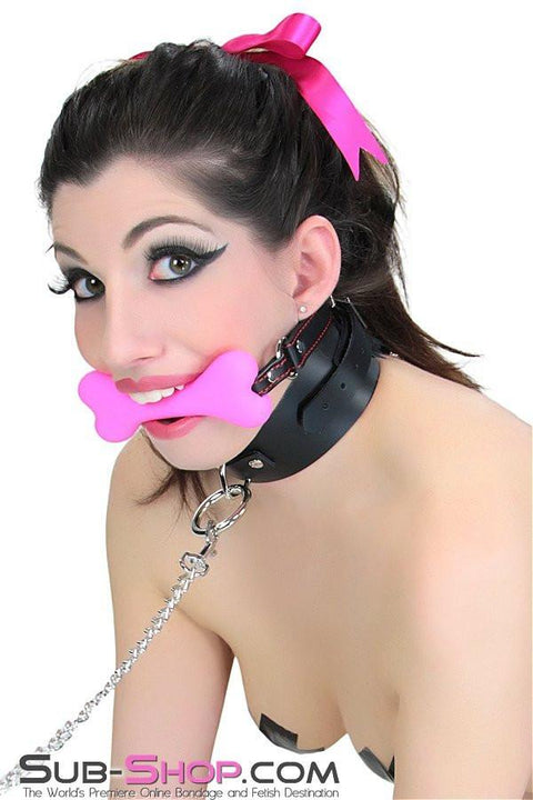 2964DL      Lil' Bitch Pup Small Pink Silicone Puppy Play Bone Gag Gags   , Sub-Shop.com Bondage and Fetish Superstore