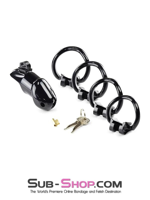 0327AE      Black Knight High Security Keyed Tumbler Locking Male Chastity with 4 Base Cock Ring Sizes - MEGA Deal MEGA Deal   , Sub-Shop.com Bondage and Fetish Superstore