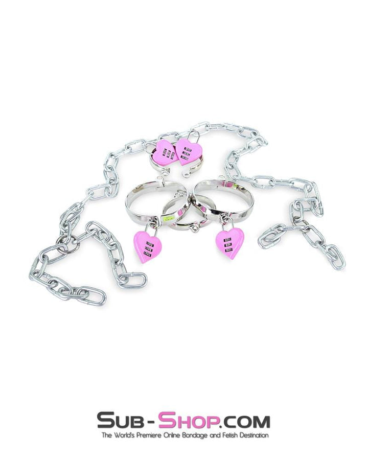 7917M      Locking Steel Wrist To Ankle Bondage Slave Serving Set with Chains Steel Bondage   , Sub-Shop.com Bondage and Fetish Superstore