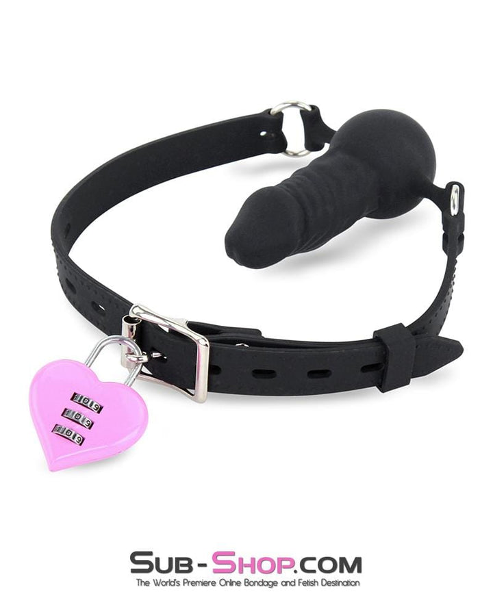 7941M      Black Locking Silicone Penis Ball Gag Gags   , Sub-Shop.com Bondage and Fetish Superstore