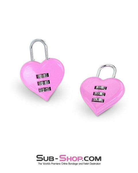 3307M      Pink Heart Combination Bondage Gear Lock Padlock   , Sub-Shop.com Bondage and Fetish Superstore
