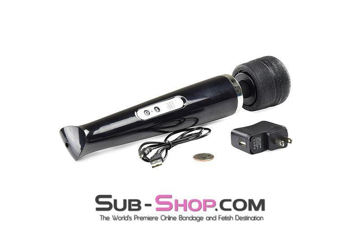 3311M      Rechargeable 10 Speed Black Wand Massager-Black Massager   , Sub-Shop.com Bondage and Fetish Superstore