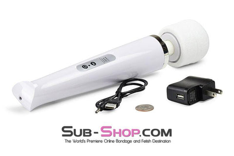 3312M      Rechargeable 10 Speed White Wand Massager Massager   , Sub-Shop.com Bondage and Fetish Superstore