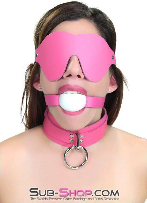 1665A      Kept Woman Locking Hot Pink Leather Bondage Collar Collar   , Sub-Shop.com Bondage and Fetish Superstore