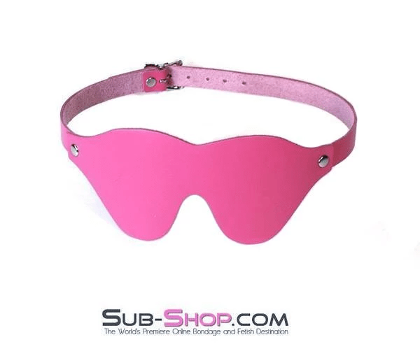 3406A      Hot Pink Leather Bondage Mask Blindfold Blindfold   , Sub-Shop.com Bondage and Fetish Superstore