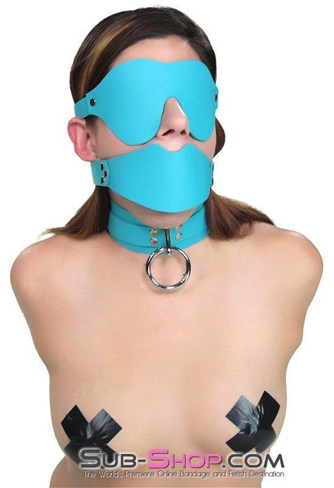 3408A      Diamond Blue In The Dark Leather Blindfold Blindfold   , Sub-Shop.com Bondage and Fetish Superstore