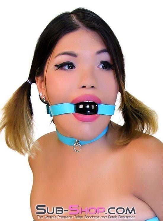 3416A      Classic Diamond Blue Ballgag Strap, Black Ball Ballgag   , Sub-Shop.com Bondage and Fetish Superstore