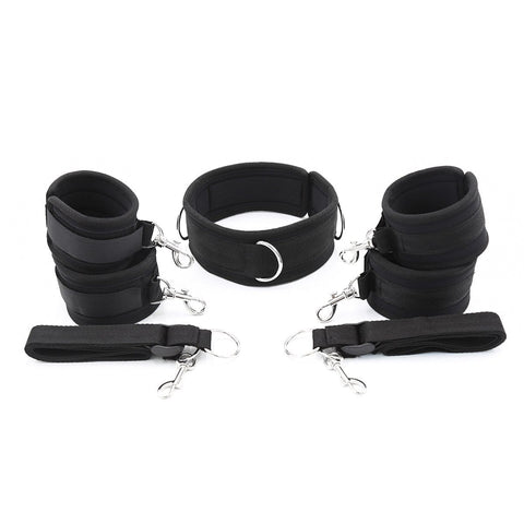 3418MQ      7 Pc Bondage Fantasy Wrist and Ankle Cuffs with Collar and Tether Straps Restraints   , Sub-Shop.com Bondage and Fetish Superstore