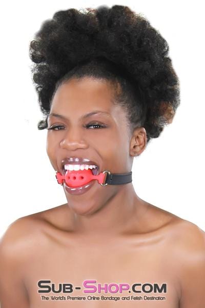 3423RS      Medium Red Silicone Breather Ball Gag on Locking Black Strap - LAST CHANCE - Final Closeout! MEGA Deal   , Sub-Shop.com Bondage and Fetish Superstore