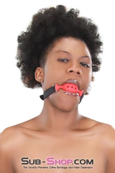 3423RS      Medium Red Silicone Breather Ball Gag on Locking Black Strap - LAST CHANCE - Final Closeout! MEGA Deal   , Sub-Shop.com Bondage and Fetish Superstore