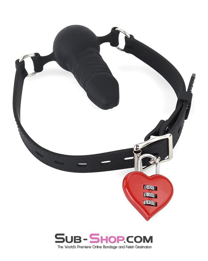 7941M      Black Locking Silicone Penis Ball Gag Gags   , Sub-Shop.com Bondage and Fetish Superstore