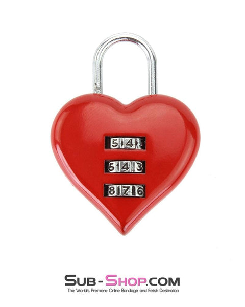 3427M      Red Heart Combination Bondage Gear Lock - LAST CHANCE - Final Closeout! MEGA Deal   , Sub-Shop.com Bondage and Fetish Superstore