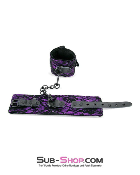 3430M      Royal Purple Fur Lined Lace Wrist Cuffs - MEGA Deal MEGA Deal   , Sub-Shop.com Bondage and Fetish Superstore