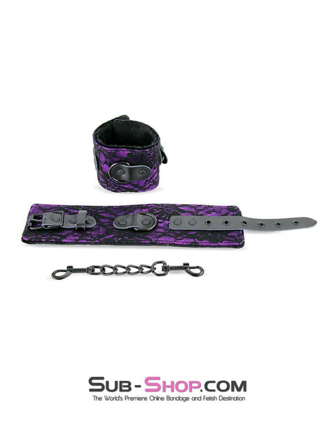 3430M-SIS      Sissy Vixen Royal Purple Fur Lined Lace Wrist Cuffs Sissy   , Sub-Shop.com Bondage and Fetish Superstore