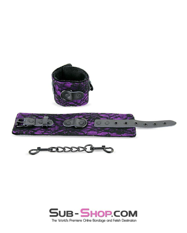 3430M      Royal Purple Fur Lined Lace Wrist Cuffs - MEGA Deal MEGA Deal   , Sub-Shop.com Bondage and Fetish Superstore