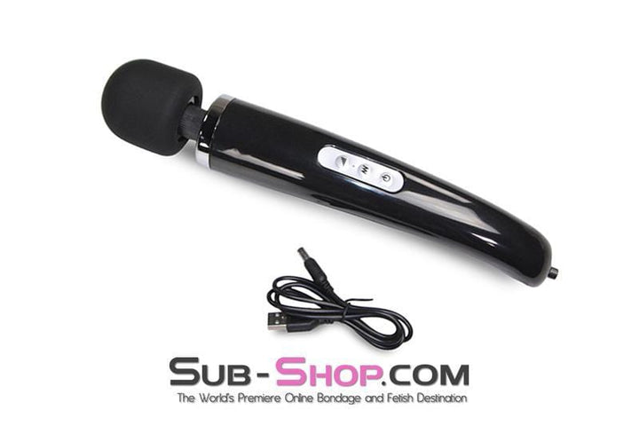 3433M      30 Speed Wireless USB Rechargeable Magic Wand Vibrator, Black Massager   , Sub-Shop.com Bondage and Fetish Superstore