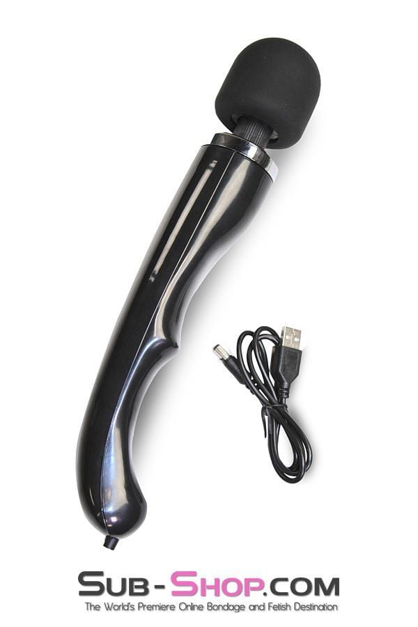 3433M      30 Speed Wireless USB Rechargeable Magic Wand Vibrator, Black Massager   , Sub-Shop.com Bondage and Fetish Superstore