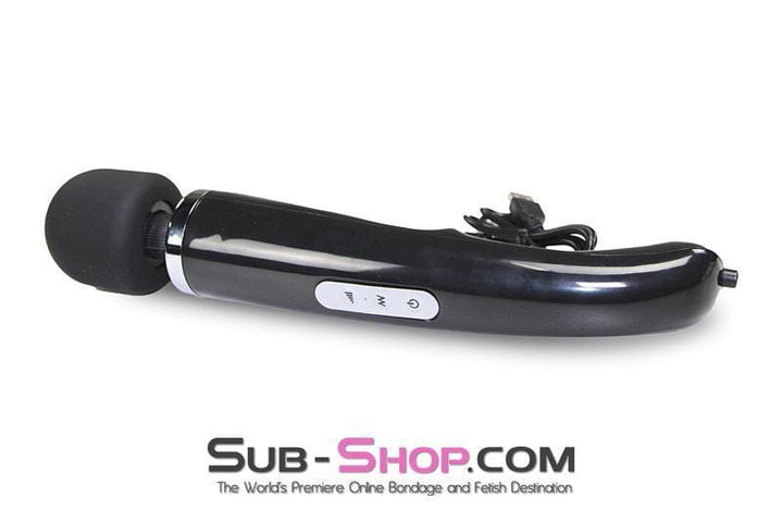 3433M      30 Speed Wireless USB Rechargeable Magic Wand Vibrator, Black Massager   , Sub-Shop.com Bondage and Fetish Superstore