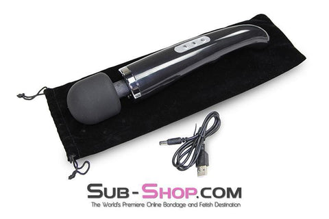 3433M      30 Speed Wireless USB Rechargeable Magic Wand Vibrator, Black Massager   , Sub-Shop.com Bondage and Fetish Superstore