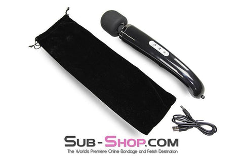 3433M      30 Speed Wireless USB Rechargeable Magic Wand Vibrator, Black Massager   , Sub-Shop.com Bondage and Fetish Superstore