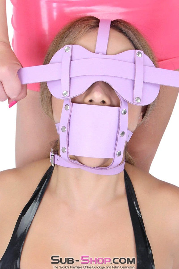 3428A-SIS      Pretty Sissy Boi Trainer Purple Silencer Panel Dominant Woman Style Ballgag Trainer Sissy   , Sub-Shop.com Bondage and Fetish Superstore