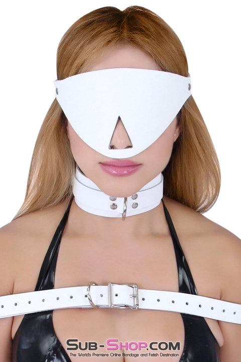 3438A      Pure White Cover Up Full Coverage Leather Blindfold Blindfold   , Sub-Shop.com Bondage and Fetish Superstore
