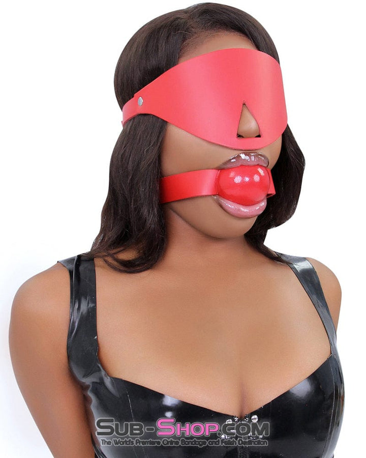 3439A      Lustful Red Cover Up Full Coverage Leather Blindfold Blindfold   , Sub-Shop.com Bondage and Fetish Superstore