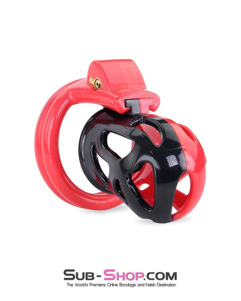 3445AE      Chastity Tease Sensation Cage Red and Black High Security Locking Male Chastity Device Chastity   , Sub-Shop.com Bondage and Fetish Superstore